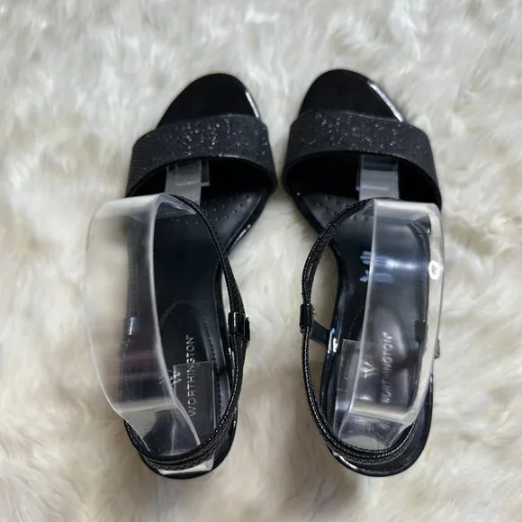 Worthington Jarret Wedge Sandals Black Size 8M - Picture 7 of 9